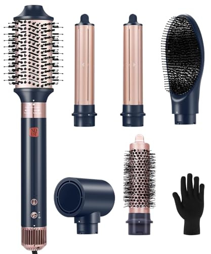 6 in 1 Flexstyle Hair Styler, NDLTER High Concentration of Negative Ions Hair Dryer, Blow Dryer Brush, Straightening Brush, Curling lron, Round Brush for Fast Drying Curling Straightening & Smoothing