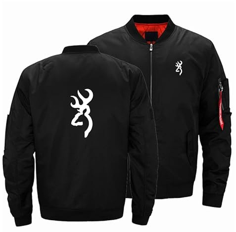 WDOZHGF Baseballjacka för män med ståkrage klassisk pilotstil B.L.L. Casual sportkläder med långa ärmar, svart, 4XL