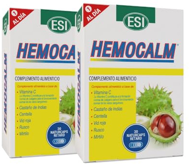 ESI Hemocalm 30 Naturcaps | Castaño de Indias, Centella Asiática y Vid Roja | Contribuye al Bienestar Circulatorio y Vascular | Tecnología Retard: Liberación Prol 8h | Sin Gluten, Apto Veganos PACK