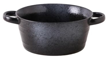 Keramisk underglasyrfärgad binaural soppfat hem kreativ personlighet utsökt medium binaural skål [svart punkt]