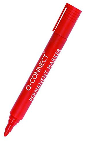 Q-Connect Red Bullet Tip Permanent Marker Pen [Pack of 10]