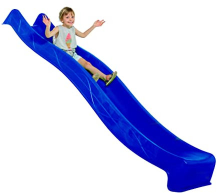 Gartenwelt Riegelsberger Wellenrutsche 230 cm Blau mit Wasseranschluss Anbaurutsche für Podesthöhe 120 cm Kinderrutsche für Spielturm oder Schaukel inkl. Montageschrauben