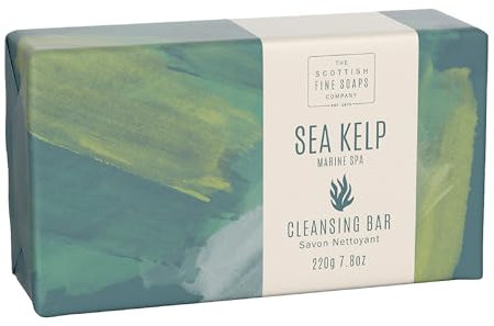 Scottish Fine Soaps - Marine Spa Sea Kelp Cleansing Bar - Hydrating and Nourishing - All Over Body Use - Great For Makeup Brush Cleaning - Sensitive Formula - Vegan Friendly - 220g