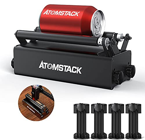 ATOMSTACK R3 Laser Rotary Roller, Laser Engraver Y-axis Rotary Roller Engraving Module for Engraving Cylindrical Objects Cans with 8 Angle Adjustment for Different Size