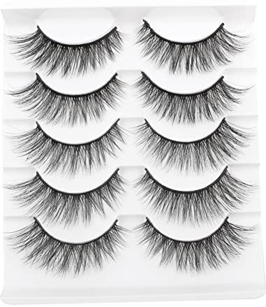 Katzenauge Künstliche Wimpern Natürlicher Look 5 Paare 3D Falsche Wimpern Leicht Cateye Lashes Wispy Strip Fake Lashes Natürliche With Flexibel Wimpernband von Parriparri…