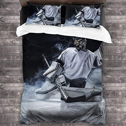 Påslakanset, hockey, sport, ultramjuka, allergivänliga sängkläder, 2 delar, inkluderar 1 påslakan med dragkedja + 1 örngott 50 x 75 cm