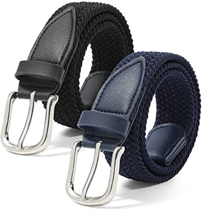 Kajeer Kinder Elastischer Geflochtener Gürtel für Jungen Mädchen - 2 Stück Unisex Flechtgürtel Stretch Stoffgürtel für Hosen Jeans