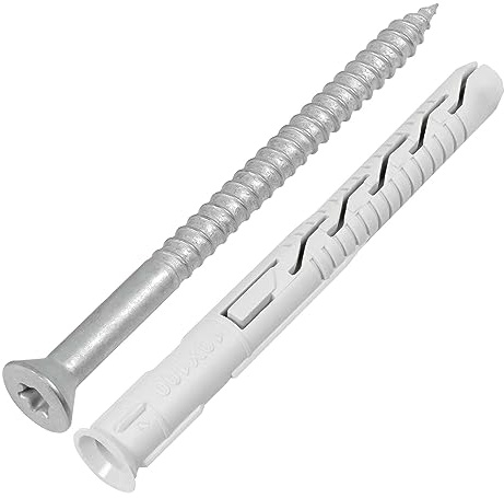 SCREW REBEL TX30 - Tacos para marco con tornillo de cabeza avellanada (8,0 x 140 mm, 50 unidades, galvanizados, aprobación ETA con tacos de nailon)