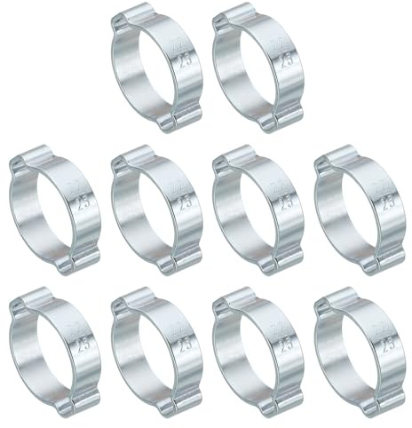 PATIKIL 30pz 22-25mm Set Fascette Stringitubo Doppio Orecchio, Fascette Metalliche Morsetti Tubi Acciaio Zincato per Collegamenti Raccordi Tubi Gas Auto, Tono Argento