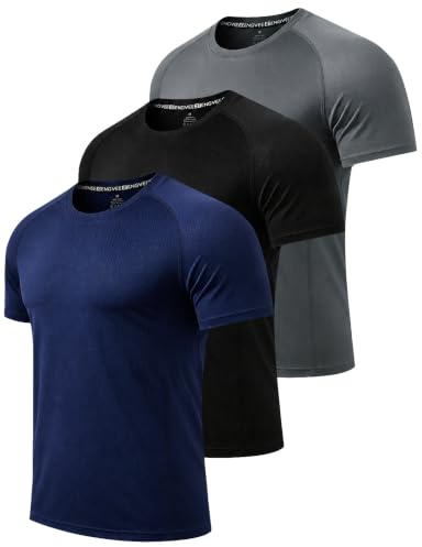 LUWELL PRO 3/5 Pack Mens Sport T Shirts Quick Dry Short Sleeve Top S-2XL | Breathable, Moisture Wicking Athletic Multipack Shirt, for Casual, Work, Running, Fitness, Hiking, Training