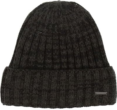 bugatti Herren Mütze mit Rippenmuster in Wollmischung - Fleecefutter auf der Innenseite - One Size Charcoal