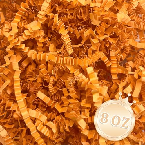 Zankubom 1/2 pund orange skrynkligt klippt papper strimlat fyllmedel perfekt för presentförpackning, korgfyllning, födelsedag, presentförpackning, årsdag, halloween julfest dekor fyllningsmaterial