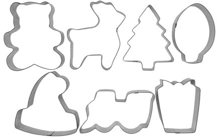 Zenker Christmas Cookie Cutters, 7 Pc Set, Reindeer, Gift, Xmas Tree, Teddy Bear, Bauble, Santa Hat, Train, Biscuit Cutter for Baking, Cookie Cutter Pack of 7, Pastry Cutter, Stainless Steel, Silver