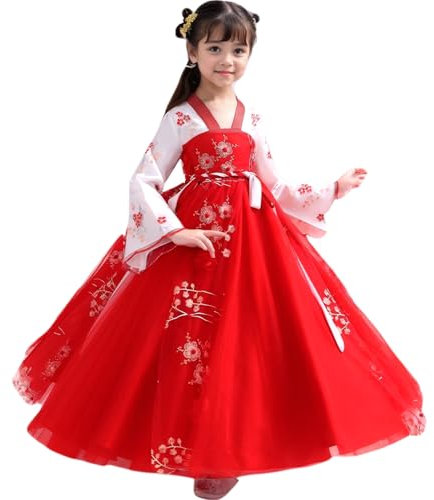 Filles Ancienne Robe Hanfus Traditionnelle Chinoise, Filles Robe Chinoise de Style Ancien, élégant Chinois du Nouvel an Tang Tang pour Les Enfants / 110