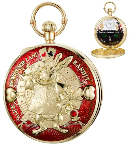 Tiong Montre de poche à musique avec chaîne - Boîte à musique - Cadeau d'anniversaire ou de remise de diplôme pour homme et femme, 45-or rouge, Rétro