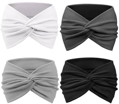 SUNNIFLY Confezione da 4 fasce sportive antiscivolo, traspiranti e assorbenti il sudore, in un'ampia gamma di colori, adatte per l'attività fisica, il lavaggio del viso e l'applicazione di maschere