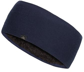 DANISH ENDURANCE Bandeau en Laine Mérinos avec Doublure en Polaire Thermique, pour Hommes et Femmes, Unisexe, Bleu Marine Foncé, S/M