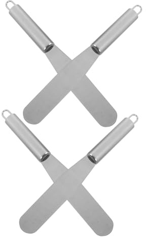 MOKKHNB 4 Piezas Espátulas para Repostería Acero Inoxidable Reforzado para Esparcir Crema con Mango Ergonómico Espátulas Rectas para Decoración y de Tartas