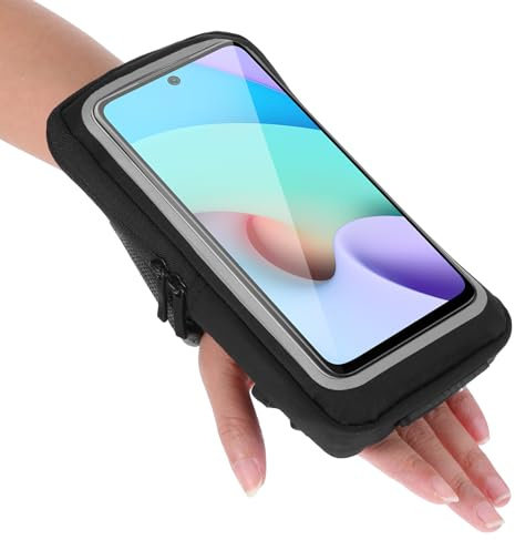 Running Armband Phone Holder, Universal Phone Holder for Running, Adjustable Forearm Cell Phones Wrist Armband with Zipper Pocket Card Slot for Men Women Sports(Black)