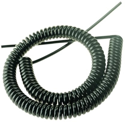 Cable espiral de alambre telescópico, Cable de extensión en espiral telescópico 5 metros con núcleo cobre negro y 4 núcleos, resorte alta elasticidad(0.5mm Square)