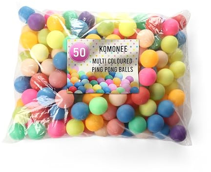 50 x Ping Pong Balls Table Tennis 40mm Mixed Colours with No Logos Ideal for Cat Dog Pet Toy School Crafts