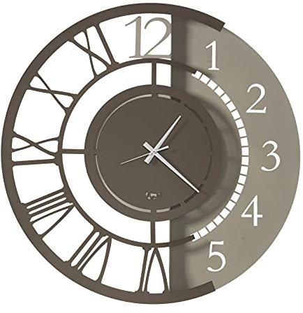 Arti e Mestieri 0OR3625C198 Horloge Murale Double numérotation Full Metal Jack Grand Matériau Fer Dimensions Diamètre 60 cm Couleur Sable Bronze