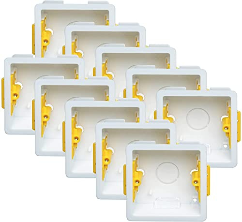 Lot de 10 boîtiers encastrés avec doublure sèche - 35 mm - Pour murs de cloison, interrupteurs, prises, éperons fusionnés - Jaune