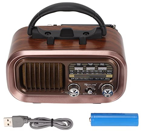 Zunate RXBT628 Altavoz de Radio Vintage portátil, FM Am SW Reproductor de Radio con Tarjeta Multifuncional de 3 Bandas con Antena Externa, para Interiores y Exteriores
