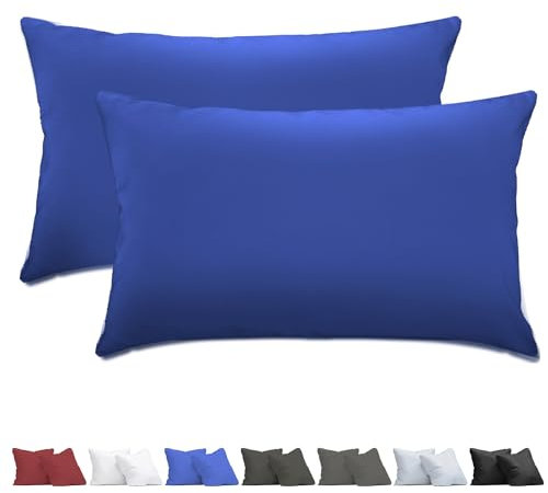 aboveBED Kissenbezug 40 x 60 (2er-Set), Blau, Kopfkissenbezug 40x60 cm aus 100% Mikrofaser, Kissenbezug mit Reißverschluss, Weich und Atmungsaktiv, Waschbare