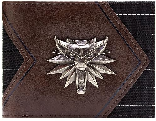 The Witcher 3 Wild Hunt Wolf-Medaillon Emblem Geldbörse/Geldbeutel Bi-Fold ID- & Kartenhalter, Braun