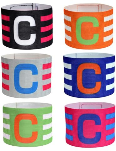 EUPSIIU 6 Stück Kapitänsband, Fußball Kapitänsbinde Armbinde, Elastic Kapitäns Armbinden, Fußball Armbinde, Captain Armband, Sport Spielführer-armbinde für Kinder Erwachsene Junior