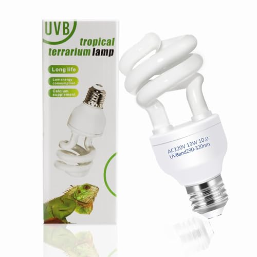 Caldarax 13W Ampoule UVA UVB 10.0 pour Reptiles, E27 Lamp UVB pour Tortue, AC 220V Lampe Fluorescente Compacte pour Terrarium Tortue Lézard Caméléon