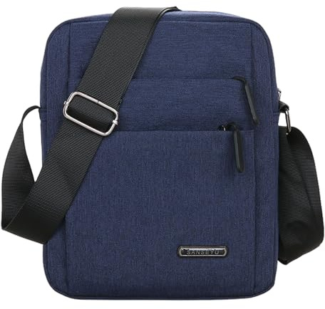 Beautifullife Smile Men Mini Messenger Bag Business Crossbody Sling Bag Fashion Cell Phone Crossover Purse Handbag Satchel Bag (Blue)