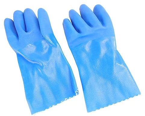 DOITOOL 2par Guantes Antideslizantes De Trabajo Impermeables De Pvc Resistentes Al Aceite Para Interiores y Exteriores Guantes Antiácidos y Alcalinos