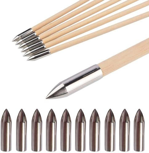 Generisch Bogenschießen Pfeilspitzen 8mm ID Geeignet für Holzpfeile Bambuspfeile Schießen Pfeilspitzen (Typ 1, 6)