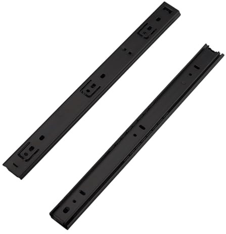 MOCNT 1 Pair Heavy Duty 27mm Drawer Runners 250mm Drawer Rail Runners | 10inch Ball Bearing Steel Drawer Slides Cabinet Sliding Extension Kitchen Desk Rail Runners Black (2 Piece)