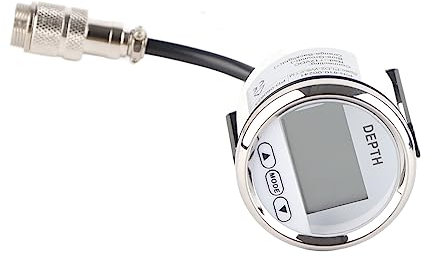 Echolot Wasserdichter Armaturenbrett-Tiefenmesser-Geber, Edelstahl 316L Antibeschlagglas, 100-m-Reichweitenanzeige, Einfache Installation für Yachten und Boote