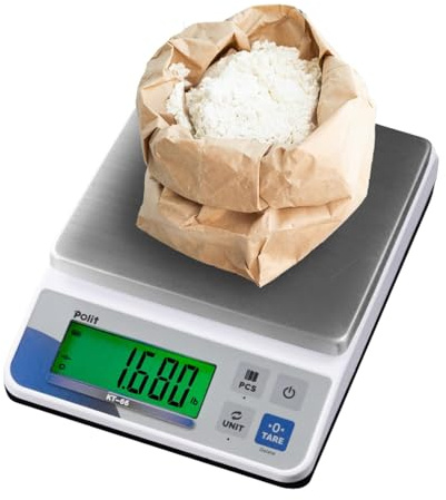 Polit KT-66 Digital Kitchen Scale 18lb/8kg – High-Capacity 0.5g Precision Food & Utility Scale with Stainless Steel Tray for Baking, Cooking, Market Produce and Small Business Weighing