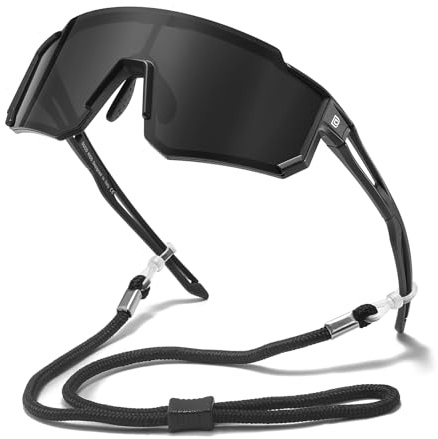 DUCO polarizado c juvenil deporte ciclismo sombra marco ligero UV400 niño niños niñas béisbol gafas de sol DK310, Negro Marco Negro Temple Gris Lente
