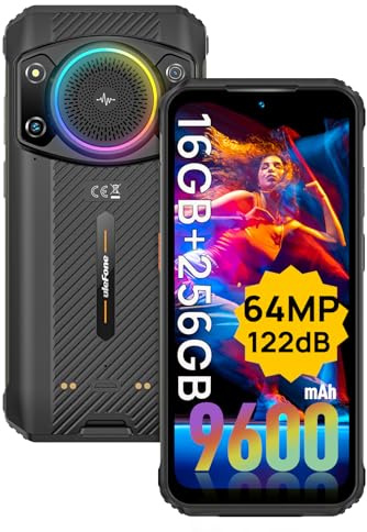 Ulefone Armor 21 Outdoor Smartphone 16+256GB/SD-2TB, 9600mAh Handy Octa-Core Helio G99, 122dB Lautsprecher 6,58 FHD+ 120Hz, 64MP+24MP Kamera Android 15 IP68 NFC/OTG/GPS 4G Dual SIM Schwarz