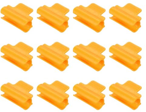 QUARKZMAN Gewächshausklammern für 5/8 Zoll PVC Rohr, 12 Stück Gewächshausfilmklammern Schattierungsnetzstangenclip Gartenbögen für Reihenabdeckung, Gewächshaus Kunststofffolie (Orange)