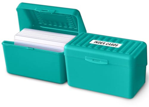 Olivo Index Card Holder Box 3x5 Flash Note Card Holder Storage File Box Organizer Case for 3x5 Cards, Teal 2 Pack