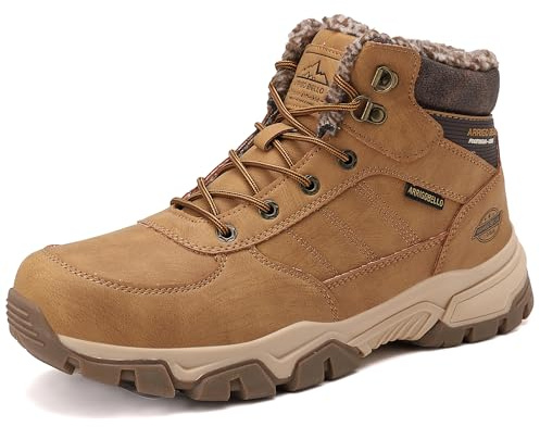 ARRIGO BELLO Botas Hombre Invierno Botines Nieve Antideslizante Piel Cálida Trekking Montaña Outdoor Zapatos Talla 41-46 (A Marrón, Talla 42)