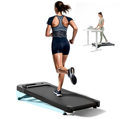 Bluearth Walking Pad mit 10% Automatische Steigung, Laufband Schreibtisch für Zuhause und Büro, Smart App, Laufband für Zuhause mit Immersivem Erlebnis und Live-Kursen,Automatische Neigung-Schwarz