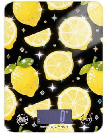 Bilancia da cucina con paillettes glitter nero limone da cucina per alimenti 5 kg/5 g, bilancia digitale con 4 unità per (utente) (utente) (utente) báscula para cocina