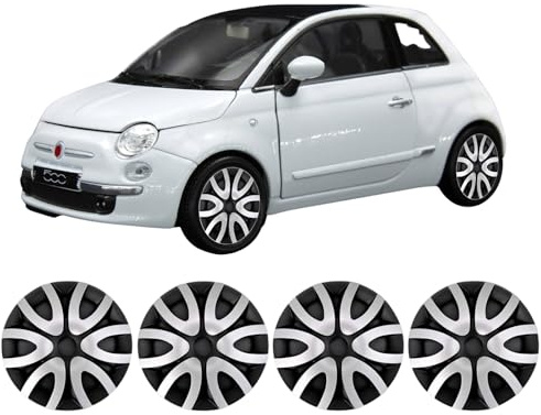 Darfox 14 Inch Wheel Trims – Set of 4 Hubcaps – Compatible with Fiat 500 – Plastic Covers for Steel Wheels (mksb)