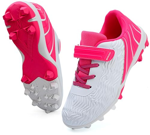 BKWHDAY Girls Softball Cleats Turf Baseball Shoes for Youth Kids Boys Lightweight Performance Supportive Rosered