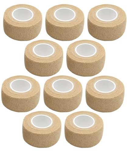 10 Pcs Finger Tape,Compression Tape, Bandage Tape, Skin Colour Elastic Self- Adhesive Bandage Finger Tape,Tape for Protect Finger and Wrist Veterinary Treatment Protective Furniture 2.5cm X 4.5m