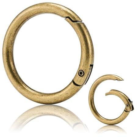 10 st Trigger Spring Gate O-ringar, metall rund fjäder delad karbinhake klämma för nyckelringar, nyckelkedjor, handväskor, portmonnäer, plånböcker, väskor, gör-det-själv-dekorationer (borstad mässing