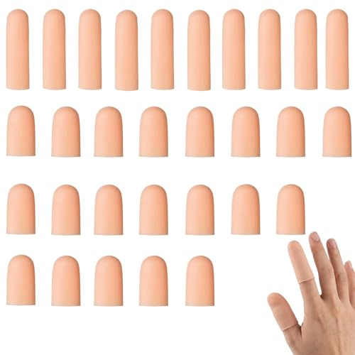30 Finger Protectors, Thumb Guard and Finger Cots for Wound Protection, Two Sizes Included for Finger Injuries and Skin Conditions, 20 Units 2x4cm and 10 Units 1.5x4.8cm